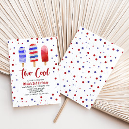 Convites Picolés Dois Cool Vermelho Branco Azul 2º Aniversá