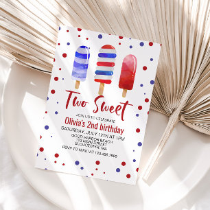 Convites Picolés Dois Doce Vermelho Branco Azul Aniversário