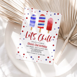 Convites Picolés Vamos gelar Vermelho Branco Azul Aniversár