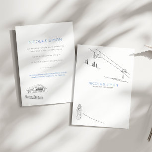 Convites Picos de Casal de Carros de Esqui que Embrulham Ne