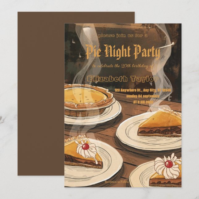 Convites Pie Sharing Night Party Invitation – Sweet & Cozy  (Frente/Verso)