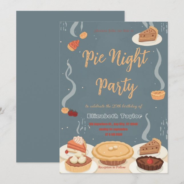 Convites Pie Sharing Night Party Invitation – Sweet & Cozy (Frente/Verso)