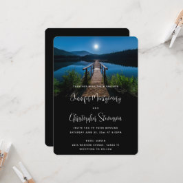 Convites Píer à noite sob um casamento de lua cheia