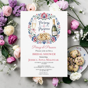 Convites Pierogi & Prosecco Chá de Noiva Folclórico Polonês