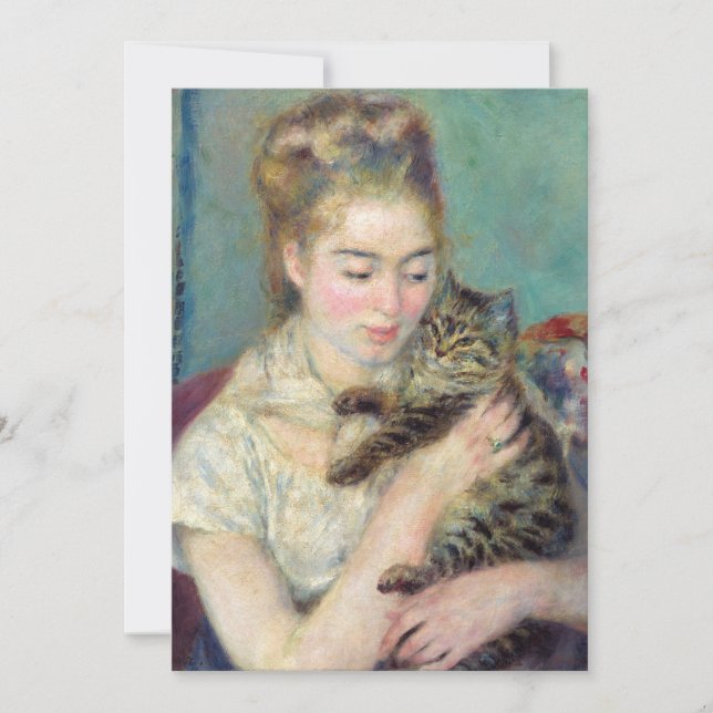 Convites Pierre-Auguste Renoir - Mulher com gato (Frente)