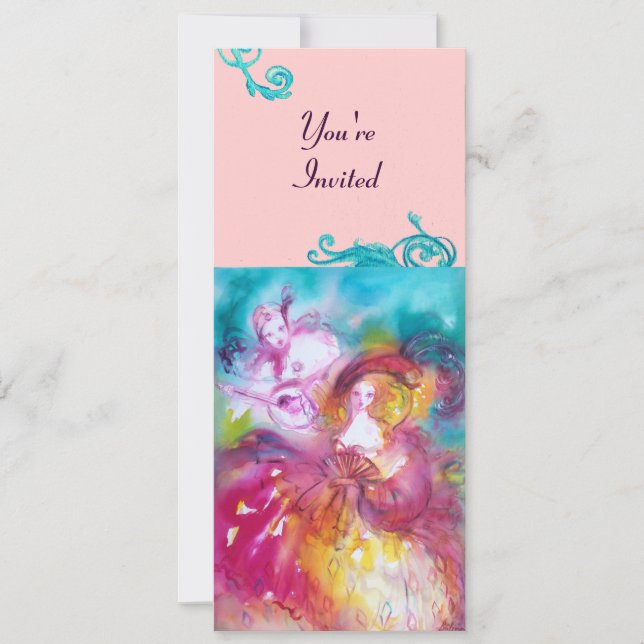 Convites PIERROT E ARLECCHINA Carnaval de Veneza, (Frente)