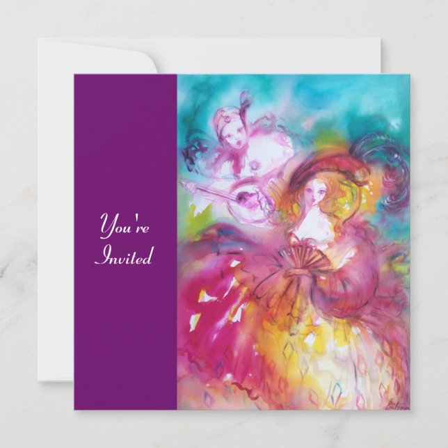 Convites PIERROT E ARLECCHINA Carnaval de Veneza, (Frente)