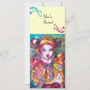 Convites PIERROTA COM CAT / Mardi Gras Mascarada