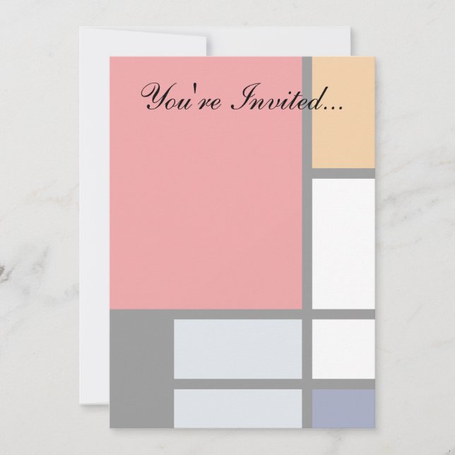 Convites Piet Mondrian - Composição com Grande Plano Vermel (Frente)