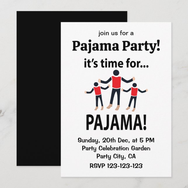 Convites Pijama É Hora da Festa do Pijama (Frente/Verso)