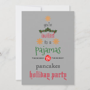 Convites Pijamas de Natal e Panquecas Festa em Família