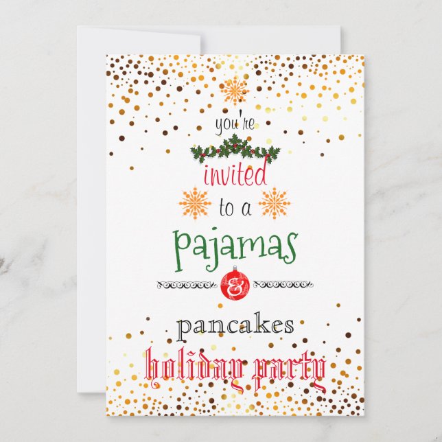 Convites Pijamas de Natal e Panquecas Festa em Família (Frente)