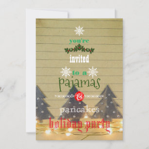 Convites Pijamas de Natal e Panquecas Festa em Família