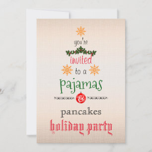 Convites Pijamas de Natal e Panquecas Festa em Família