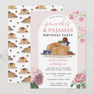 Convites Pijamas de Panquecas Festa de Aniversário Infantil