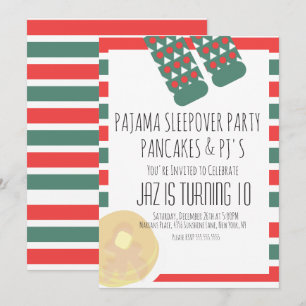Convites Pijamas de Pernoite de Natal Panquecas Aniversário