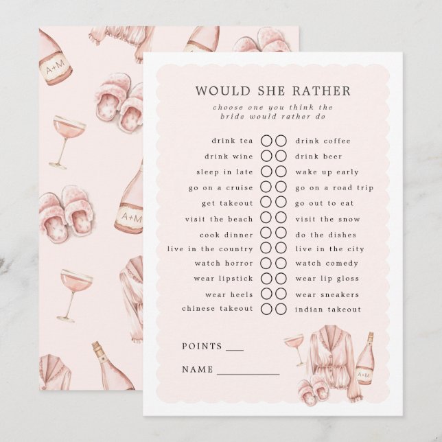 Convites Pijamas e Prosecco Iriam Preferencialmente Jogo (Frente/Verso)