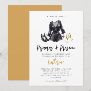 Convites Pijamas Prosecco Renda Preta Sono Despedida de Sol