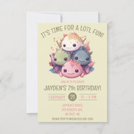 Convites Pilha branca de Festa de aniversário Axolotls