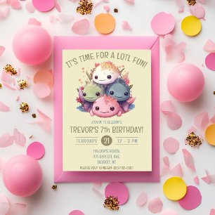 Convites Pilha branca de Festa de aniversário Axolotls