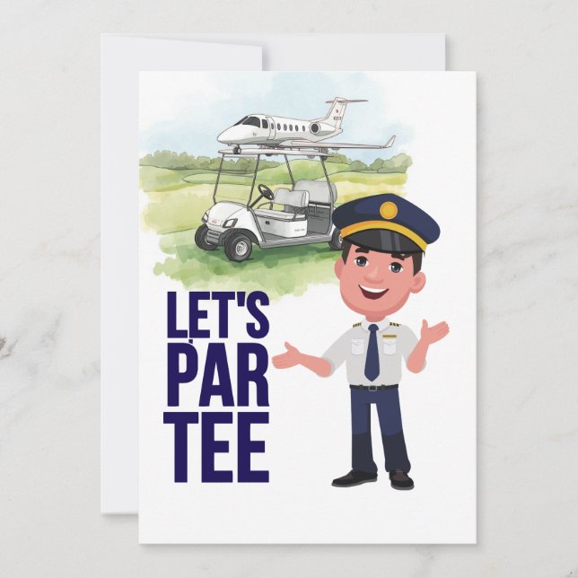 Convites Pilot Aviation Industry Golfer at golf ball   (Frente)