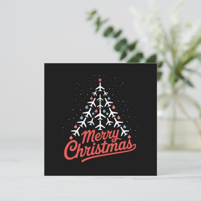 Convites Piloto de árvore de Natal de avião (Em pé/Frente)