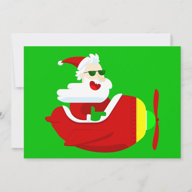 Convites piloto de avião de natal aviador santa claus engra (Frente)