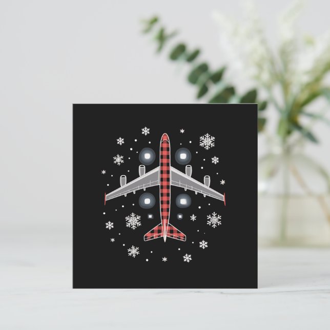 Convites Piloto de Natal de Xadrez de Avião (Em pé/Frente)
