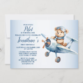 Convites Piloto de Urso Azul Cugado de primeiro aniversario