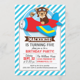 Convites Piloto do Urso de Teddy no Avião de Brinquedos Ver