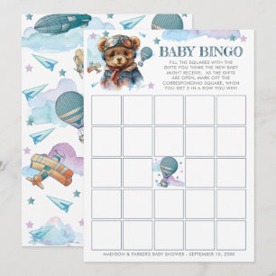 Convites Piloto Teddy Bear Chá de fraldas Baby Bingo