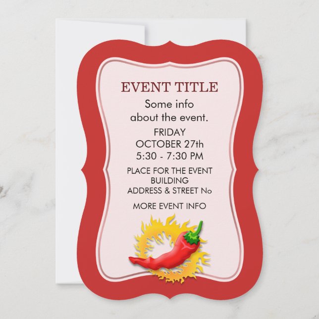 Convites Pimenta com chama (Verso)