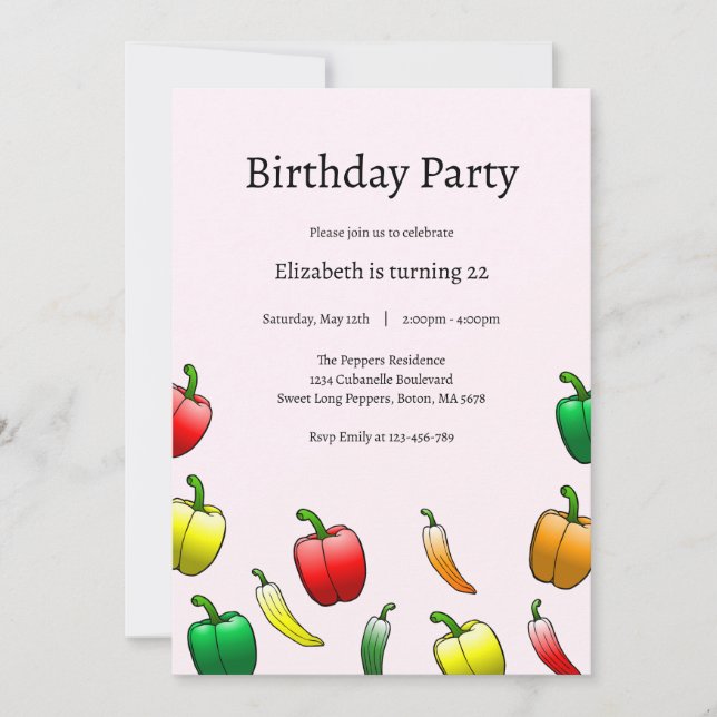 Convites Pimentões-de-casca e pimentões doces longos (Frente)