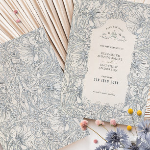 Convites Pimpernel Azul Aço Cinza Baço William Morris