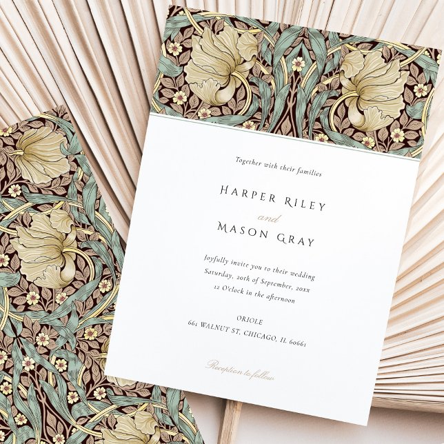 Convites Pimpernel Elegant Floral Art Nouveau Casamento (Criador carregado)