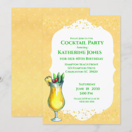 Convites Pina Colada Birthday - Partido dos Cocktail