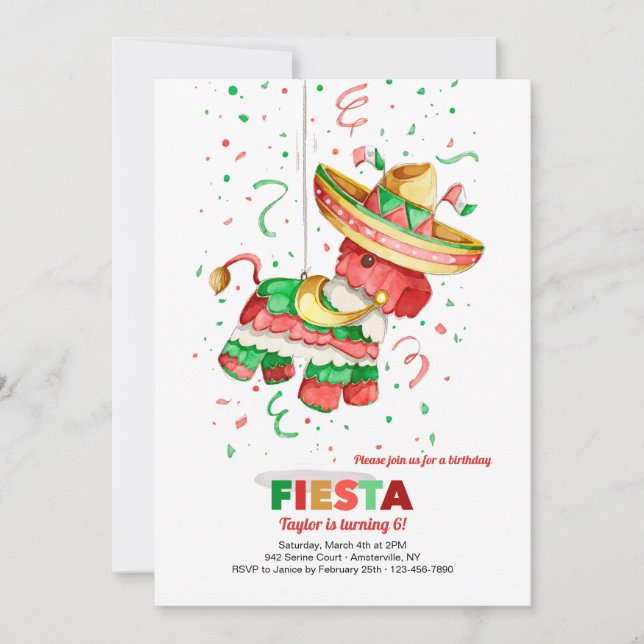Convites Piñata Com Sombrero (Frente)