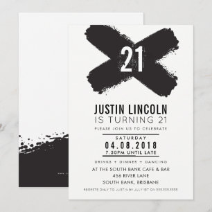 Convites Pincéis pretos do aniversário de 21 anos MODERN