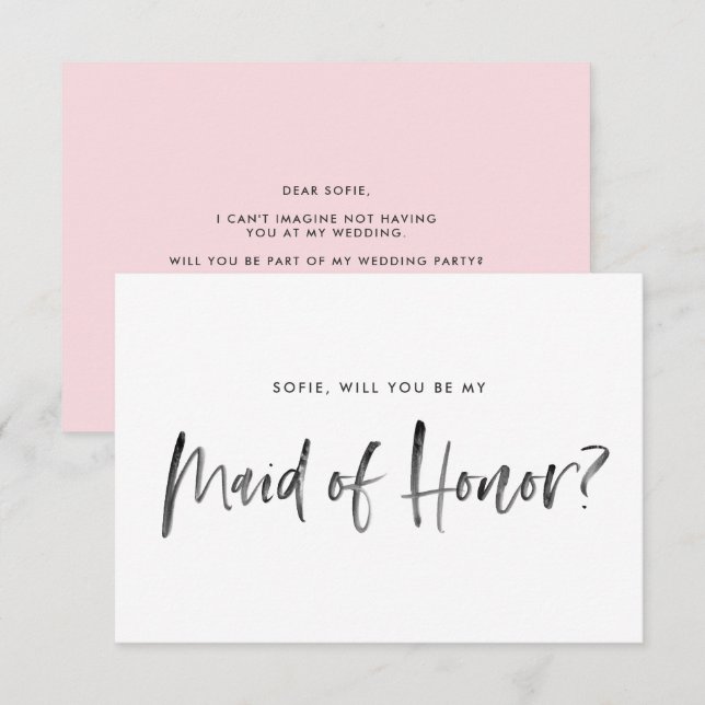 Convites Pincel Cor-De-Rosa Você Será Minha Madrinha de cas (Frente/Verso)