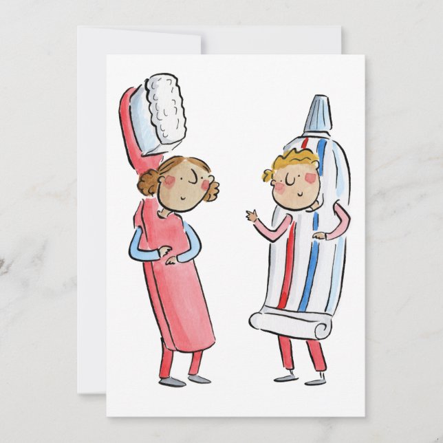 Convites Pincel de dente e pasta de dente (Frente)