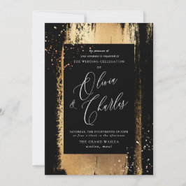 Convites Pincel Dourado Metálico Cinzento, Faux