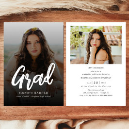 Convites Pincel Moderno de Graduação Script Foto Graduação