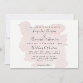 Convites Pincel Rosa Simples Moderno Traços Aquarela