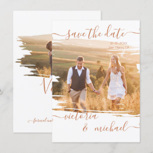 Convites Pincel Russo Traço Foto de Casamento Salvar data