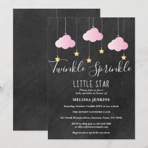 Convites Pincelada de Brilho Rosa Bebe Chalkboard