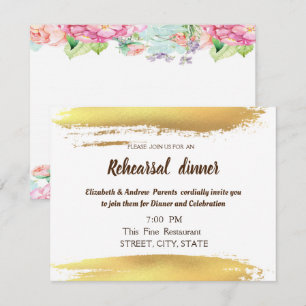 Convites Pincelada de Flores Jantar de Ensaios do Casamento