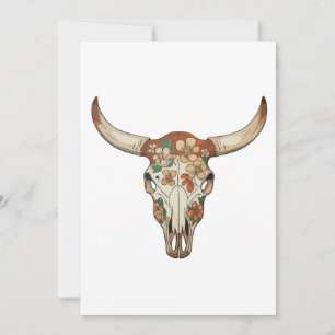 Convites Pincelada Floral Crânio de Vaca Ocidental Flor Cow