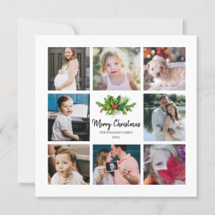 Convites Pine & Berry Year in Review 8 Photo Holiday Card