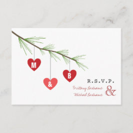 Convites Pine Bough & Hearts Valentine's Wedding R.S.V.P.
