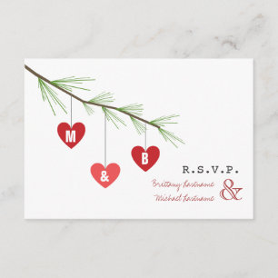 Convites Pine Bough & Hearts Valentine's Wedding R.S.V.P.